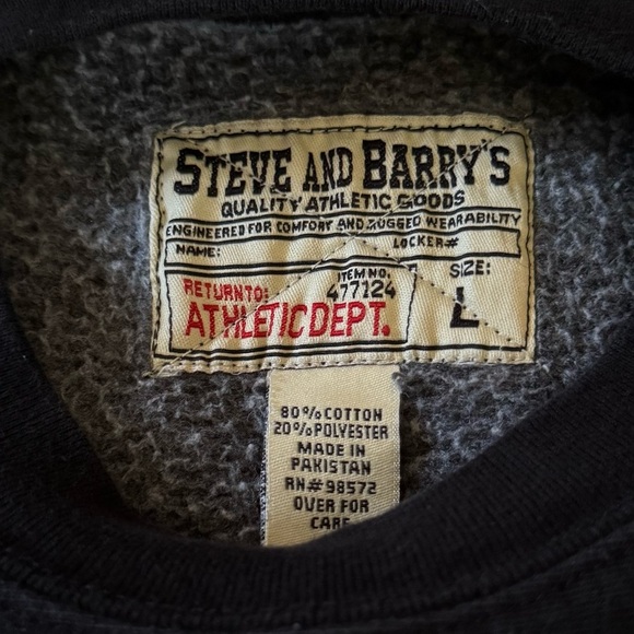 Vintage Steve And Barry’s Black Crewneck Heavyweight America Sweater Men Size Lg - Picture 6 of 6